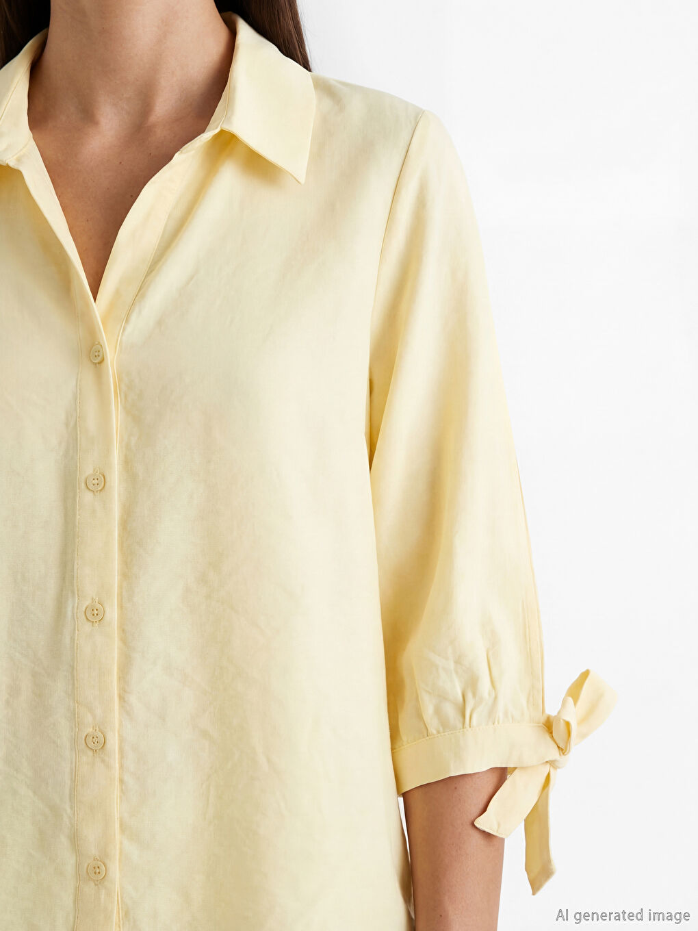 Sarı Modal Karışımlı Kadın Gömlek-3