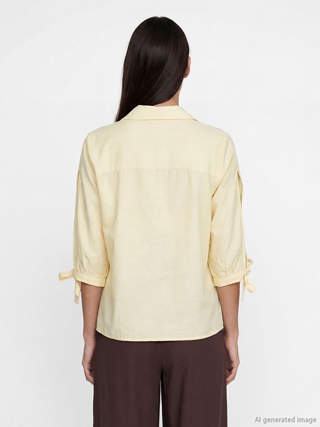 Sarı Modal Karışımlı Kadın Gömlek-4