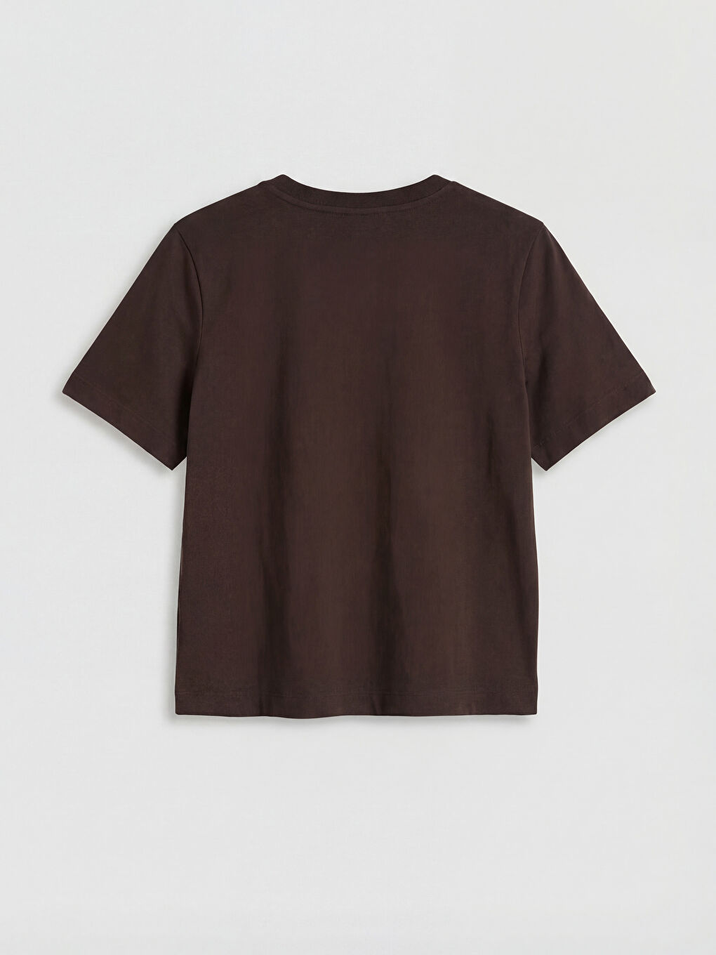 Kahverengi Bisiklet Yaka Kadın Tişört-1