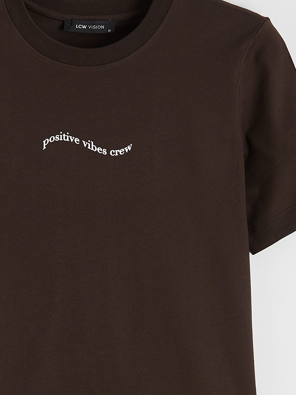 Kahverengi Bisiklet Yaka Baskılı Kadın Tişört-5