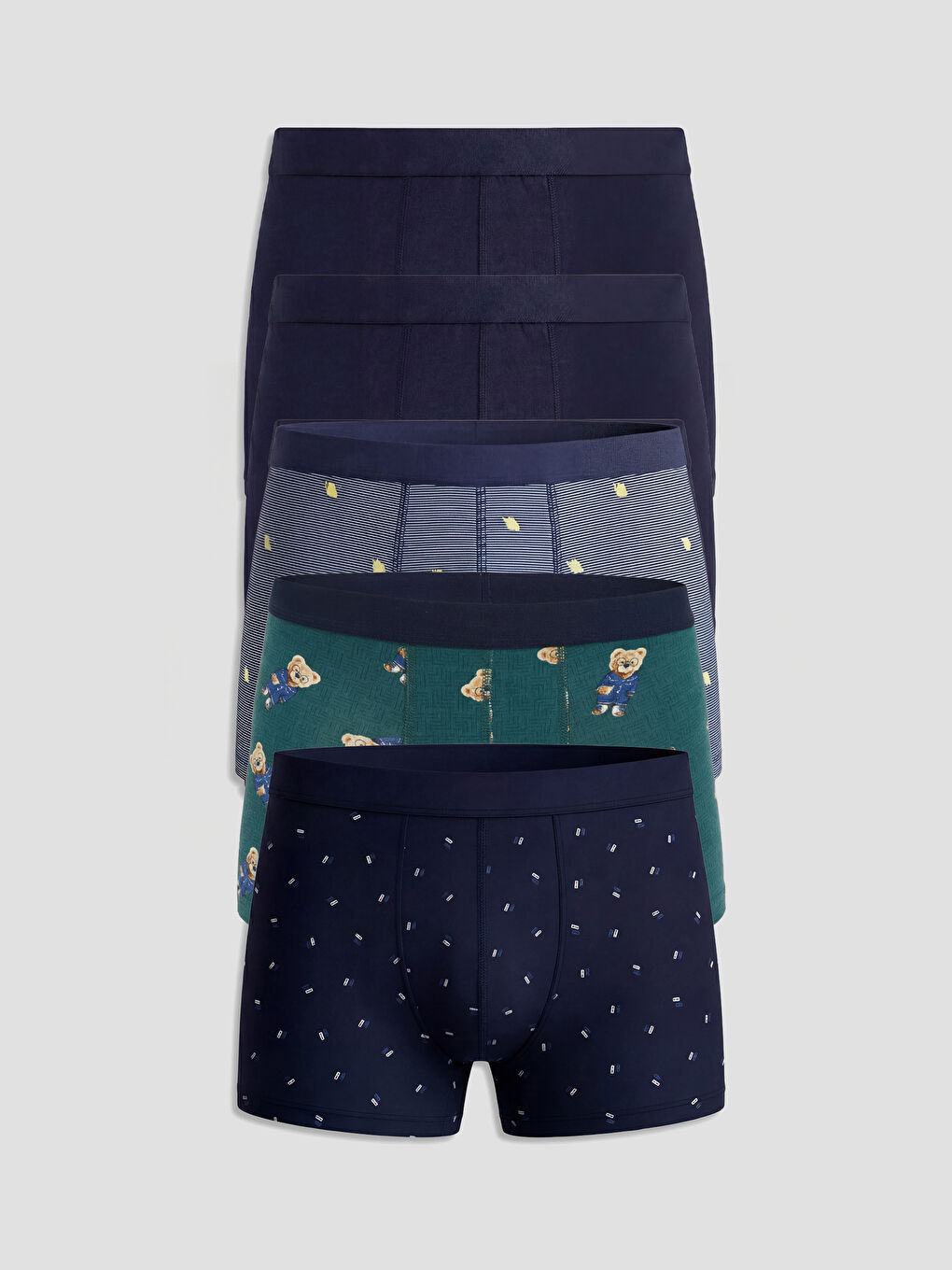 Lacivert Standart Kalıp Pamuklu Esnek Erkek Boxer 5'li