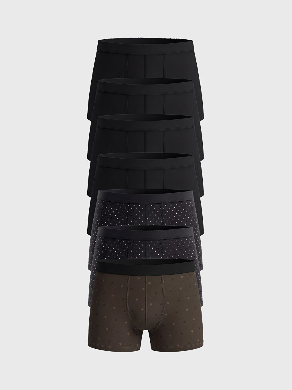 Siyah Standart Kalıp Pamuklu Esnek Erkek Boxer 7'li