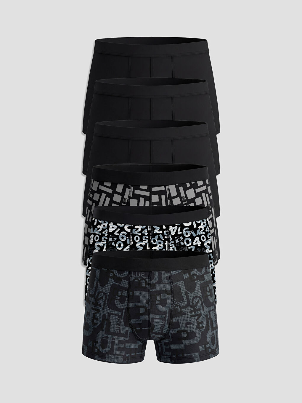 Siyah Standart Kalıp Pamuklu Esnek Erkek 7'li