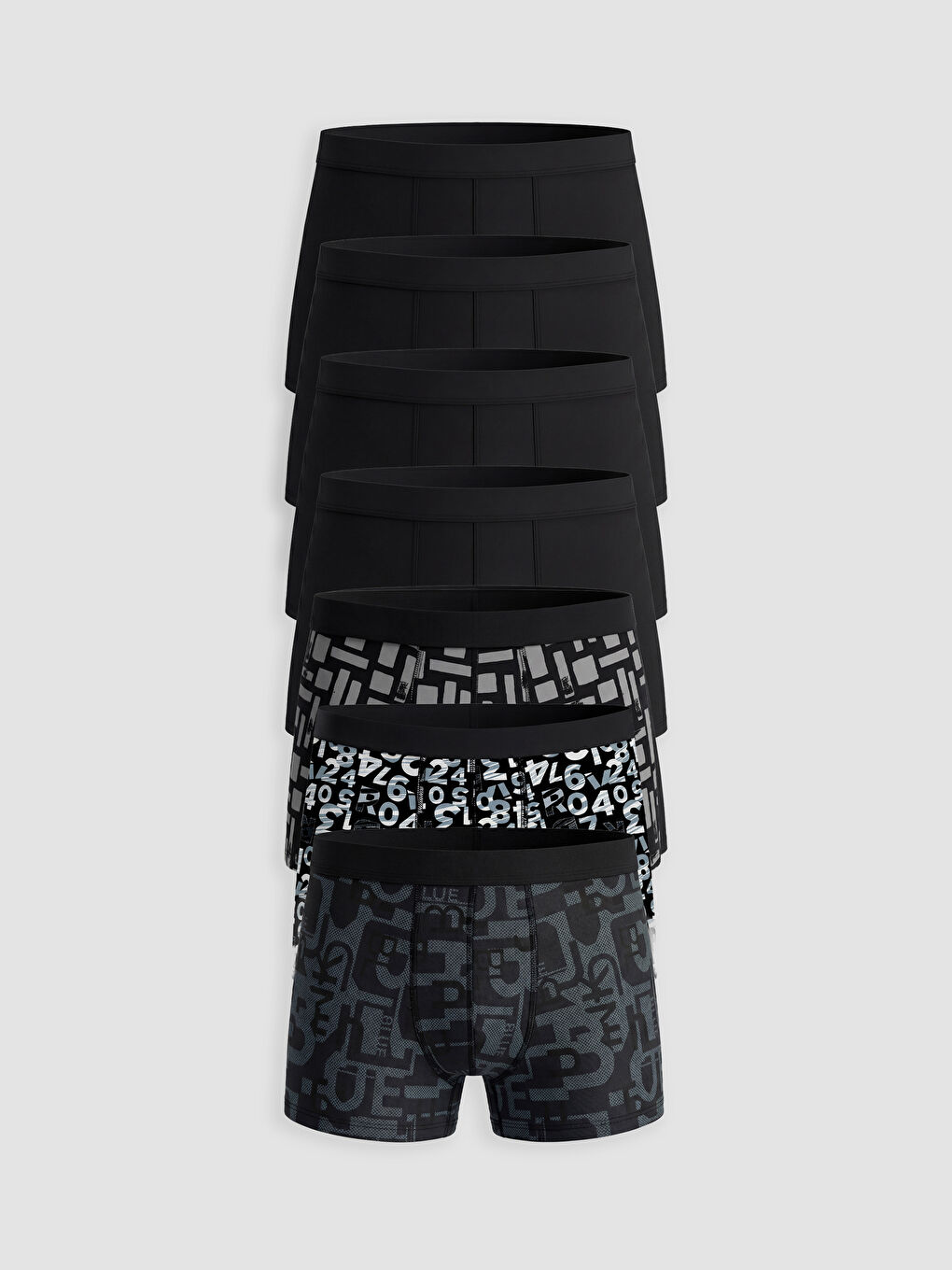 Siyah Standart Kalıp Pamuklu Esnek Erkek 7'li