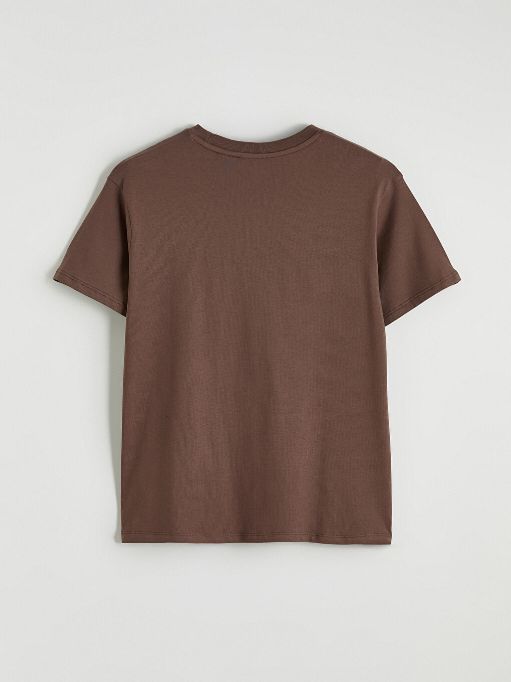 Kahverengi Bisiklet Yaka Pul Payet İşlemeli Kadın Tişört-2