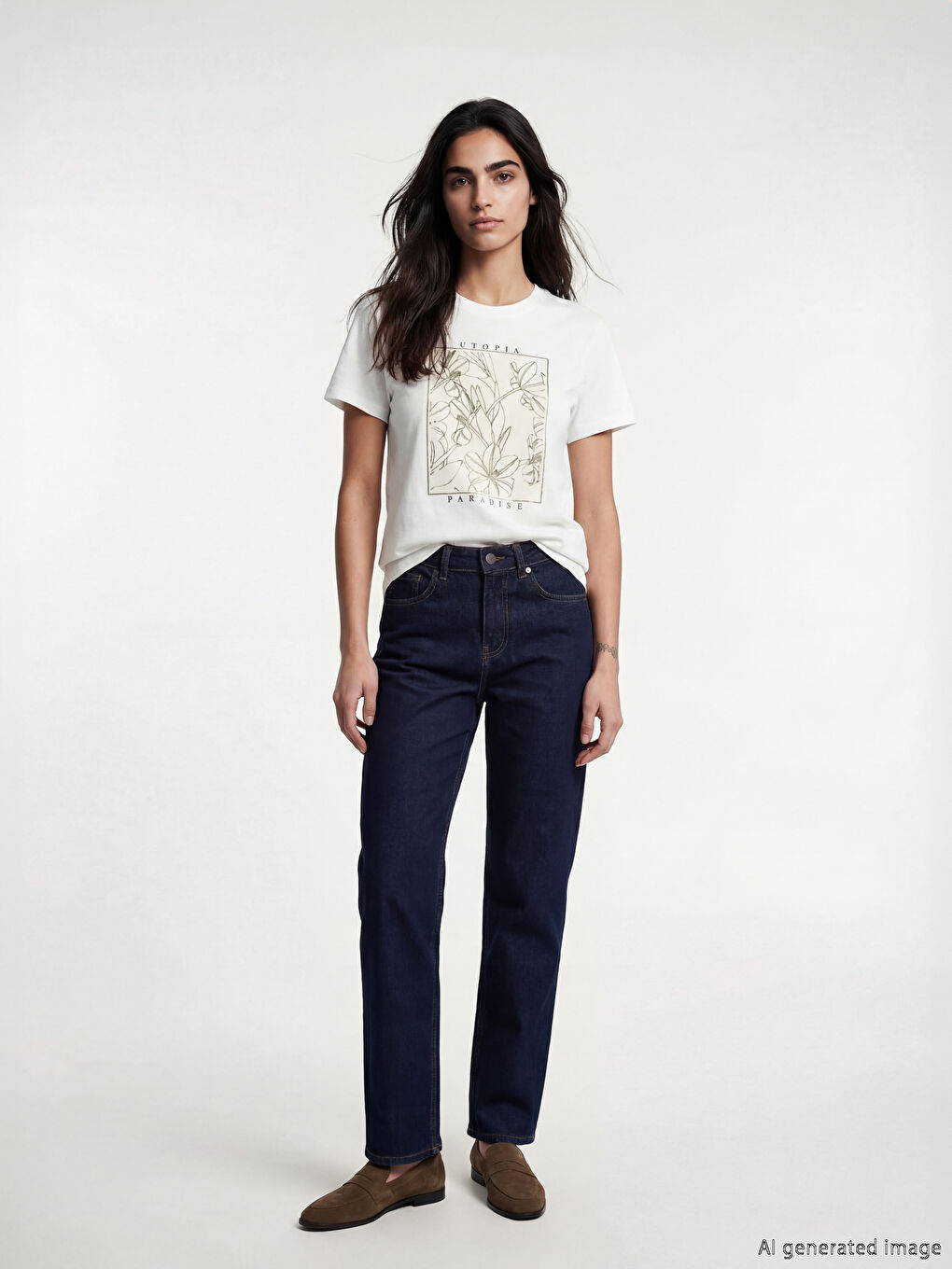 Crew Neck Printed Women's T-Shirt-1