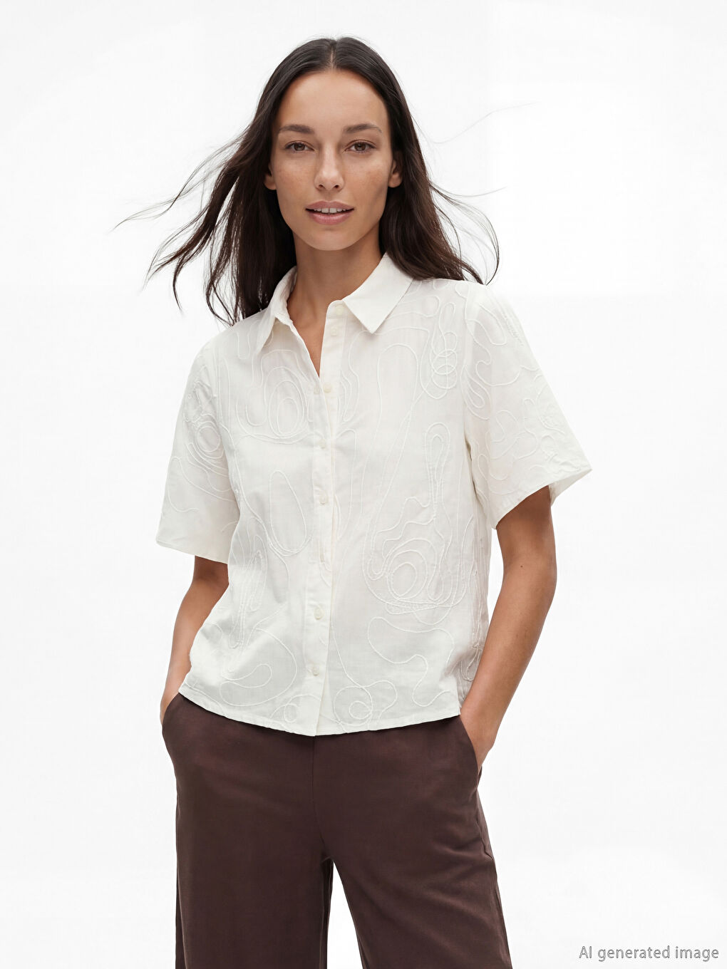 Embroidered Broderie Women's Shirt