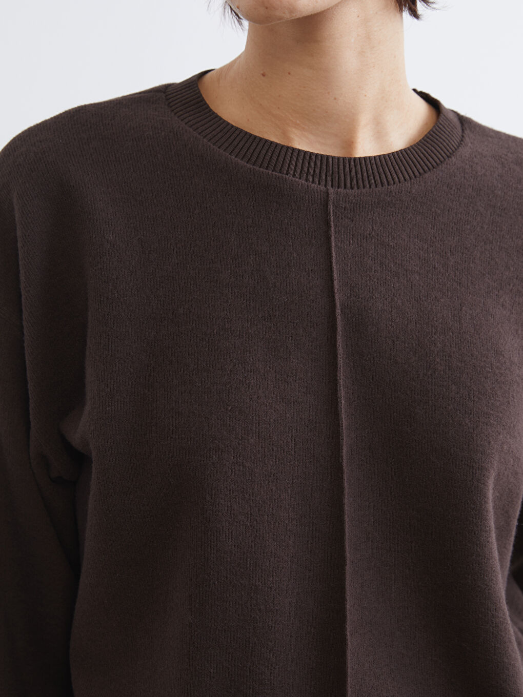 Kahverengi Bisiklet Yaka Triko Kadın Kazak-2