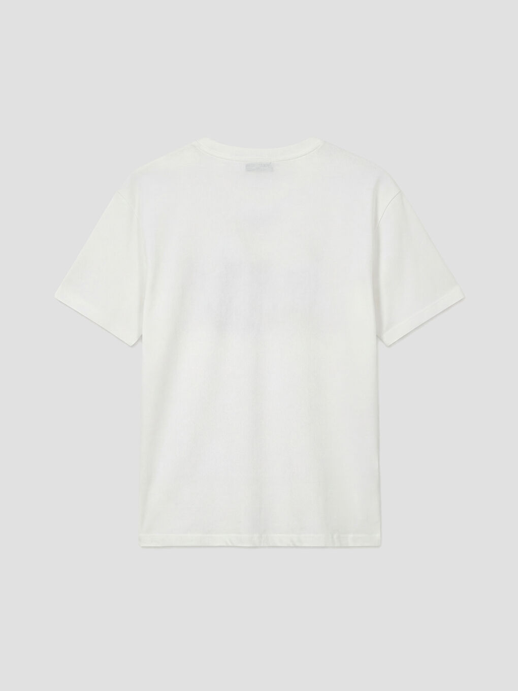 Ekru Bisiklet Yaka Baskılı Kadın Tişört-1