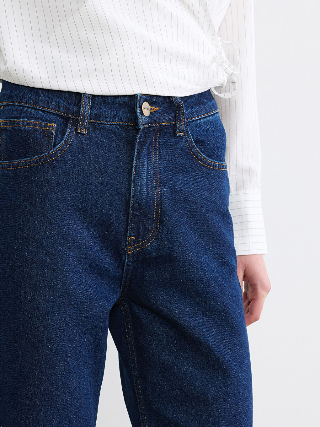 Lacivert Straight Fit Kadın Jean Pantolon-2