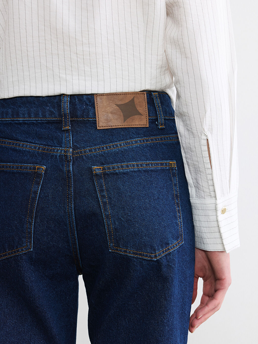 Lacivert Straight Fit Kadın Jean Pantolon-3