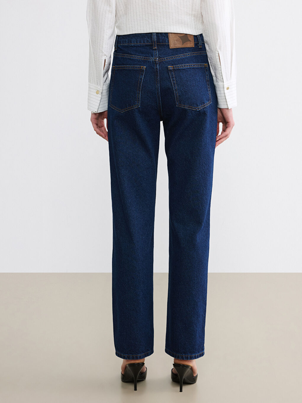 Lacivert Straight Fit Kadın Jean Pantolon-4