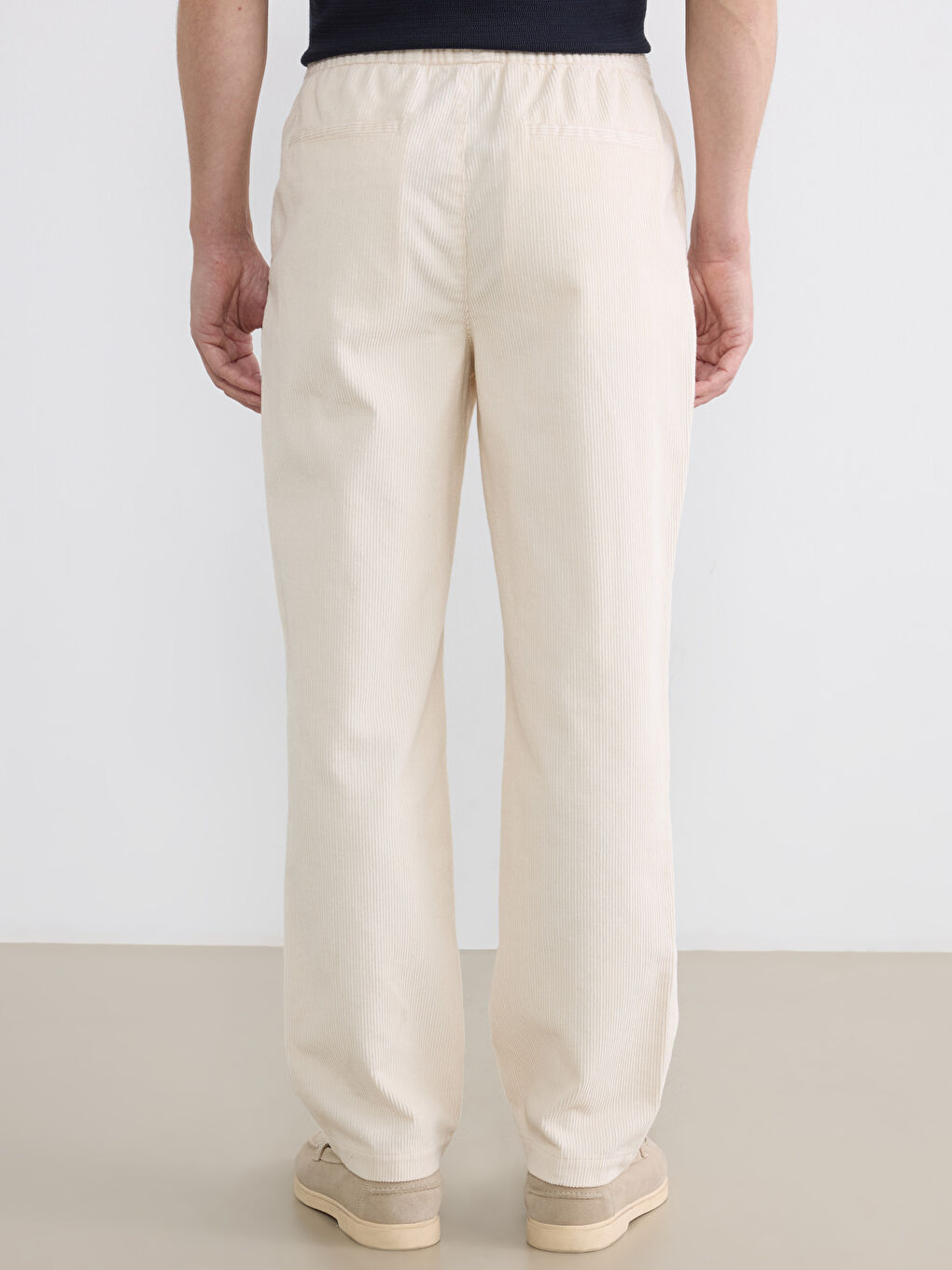 Bej Standart Kalıp Kadife Erkek Pantolon-3