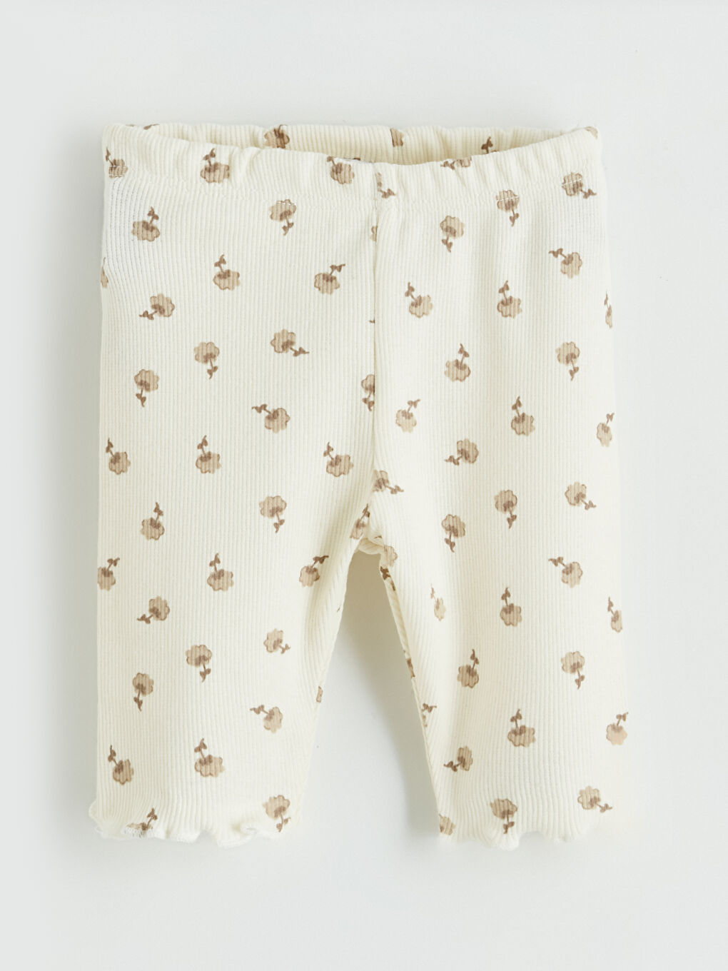 Ekru Slim Fit Kız Bebek Şort Takım 2'li-1