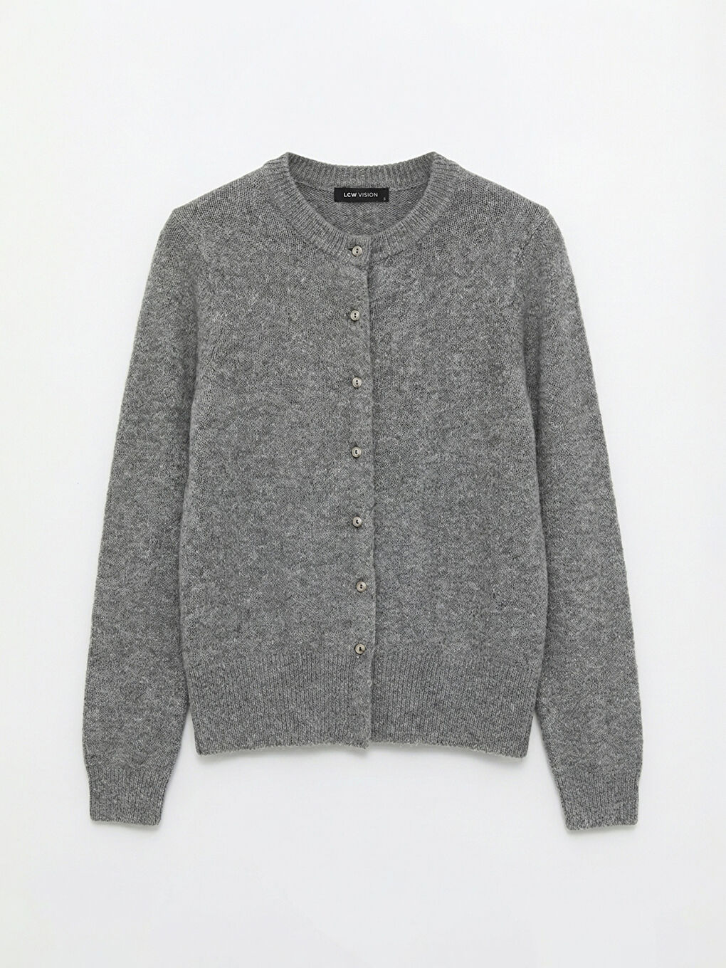 Gri Bisiklet Yaka Kadın Triko Hırka-4