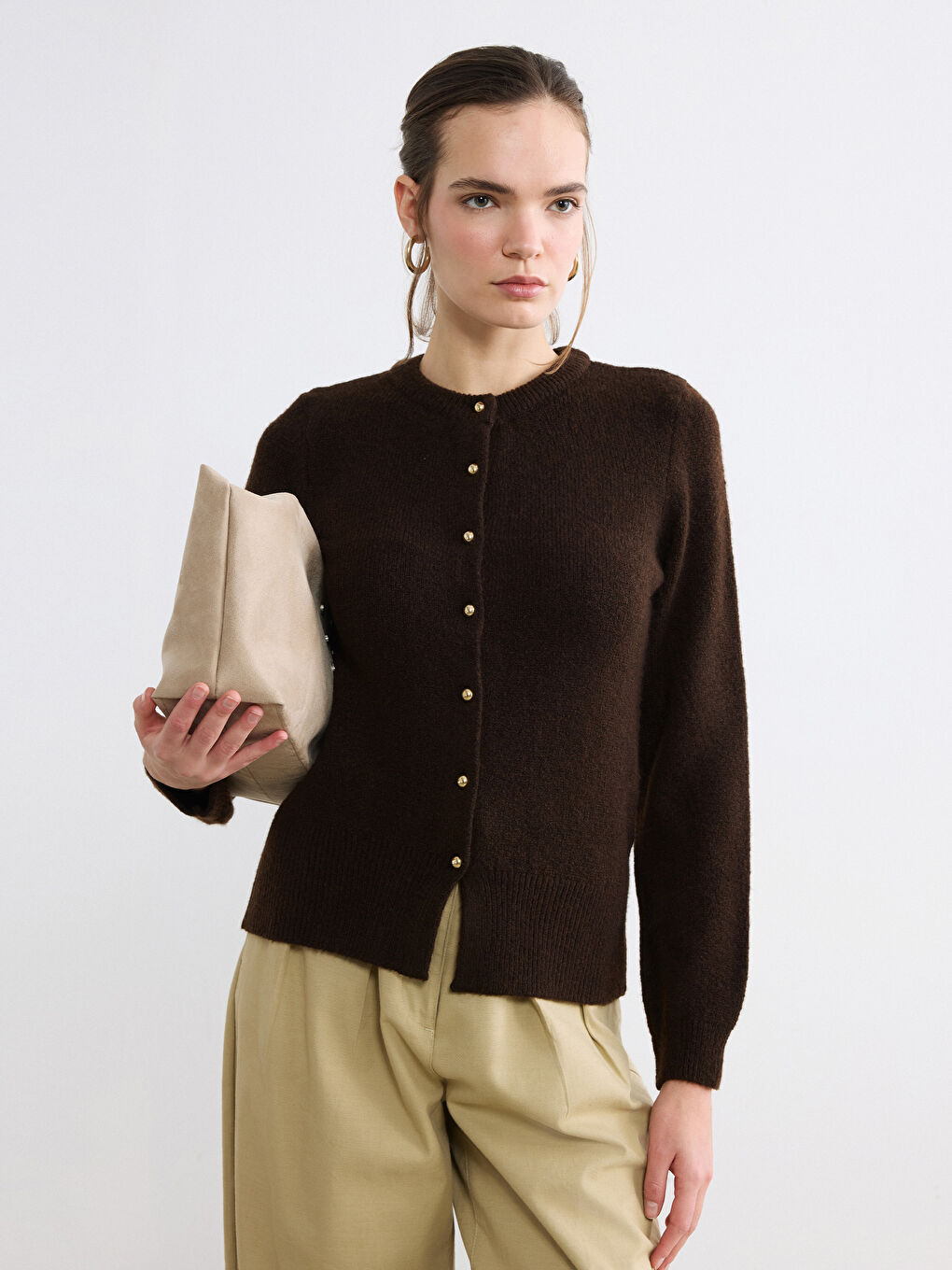 Women's Crewneck Knit Cardigan