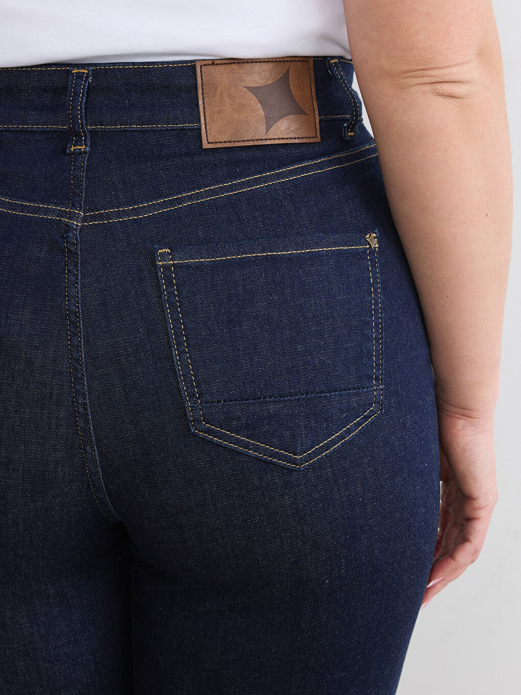 Lacivert Büyük Beden  Wideleg Kadın Jean Pantolon-3