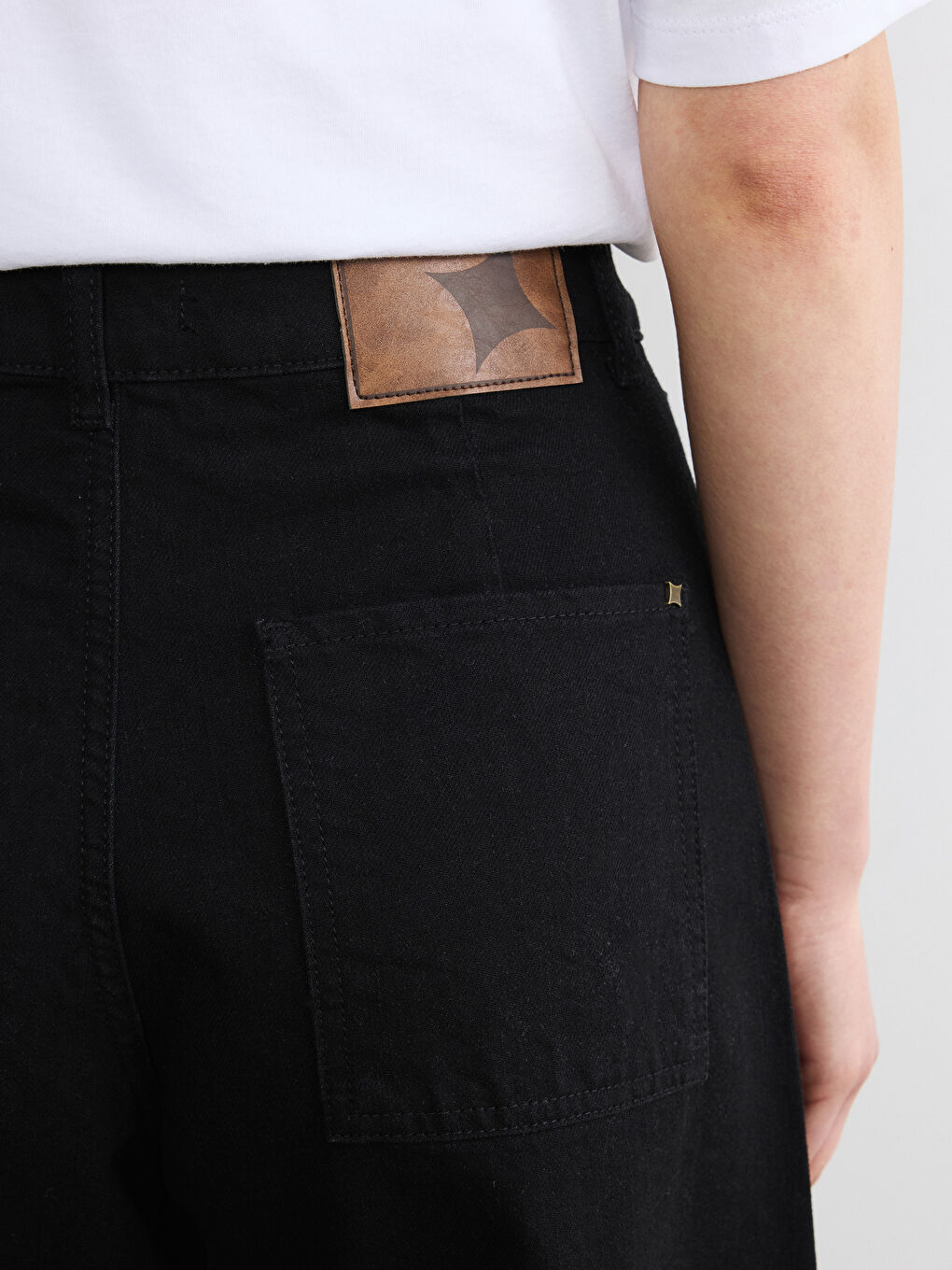 Siyah Balloon Fit Kadın Jean Pantolon-3