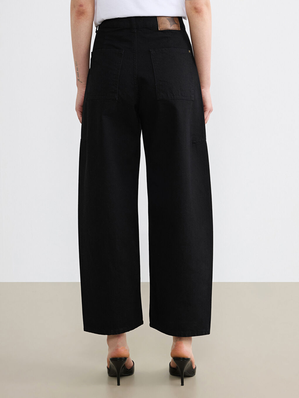 Siyah Balloon Fit Kadın Jean Pantolon-4