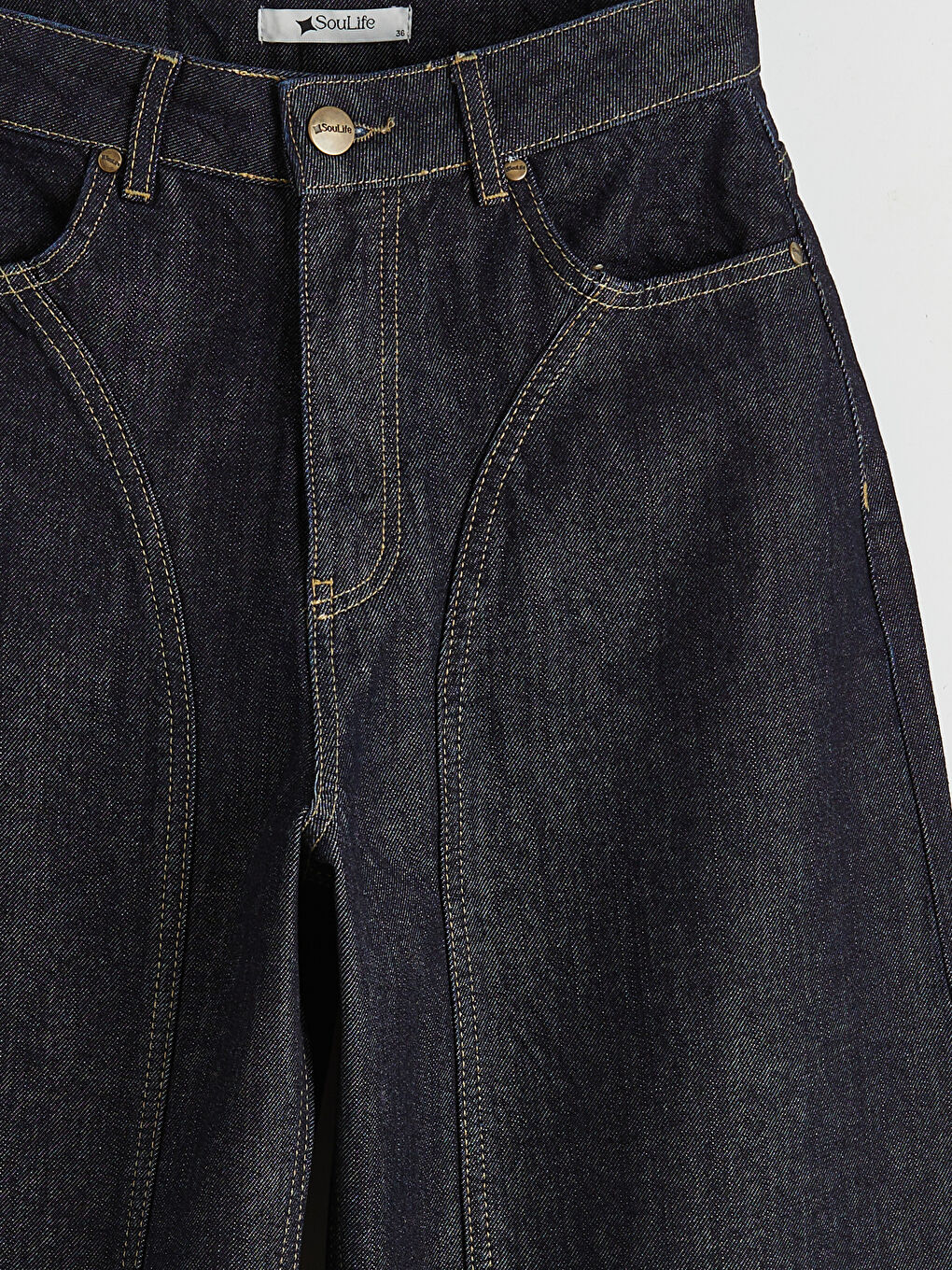 Lacivert Barrel Fit Kadın Jean Pantolon	-2