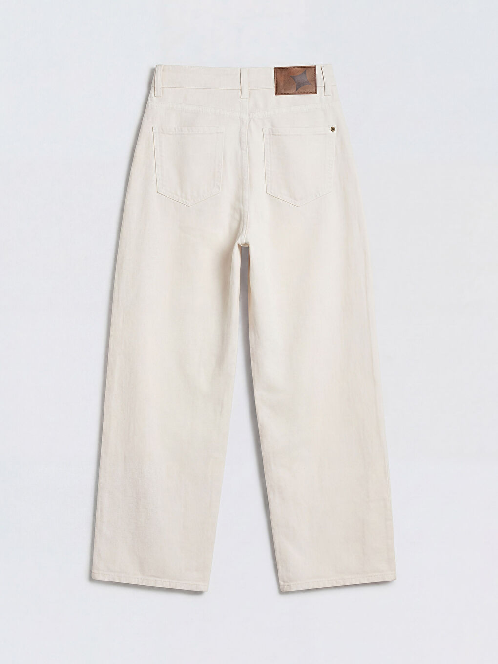 Ekru Barrel Fit Kadın Jean Pantolon-1