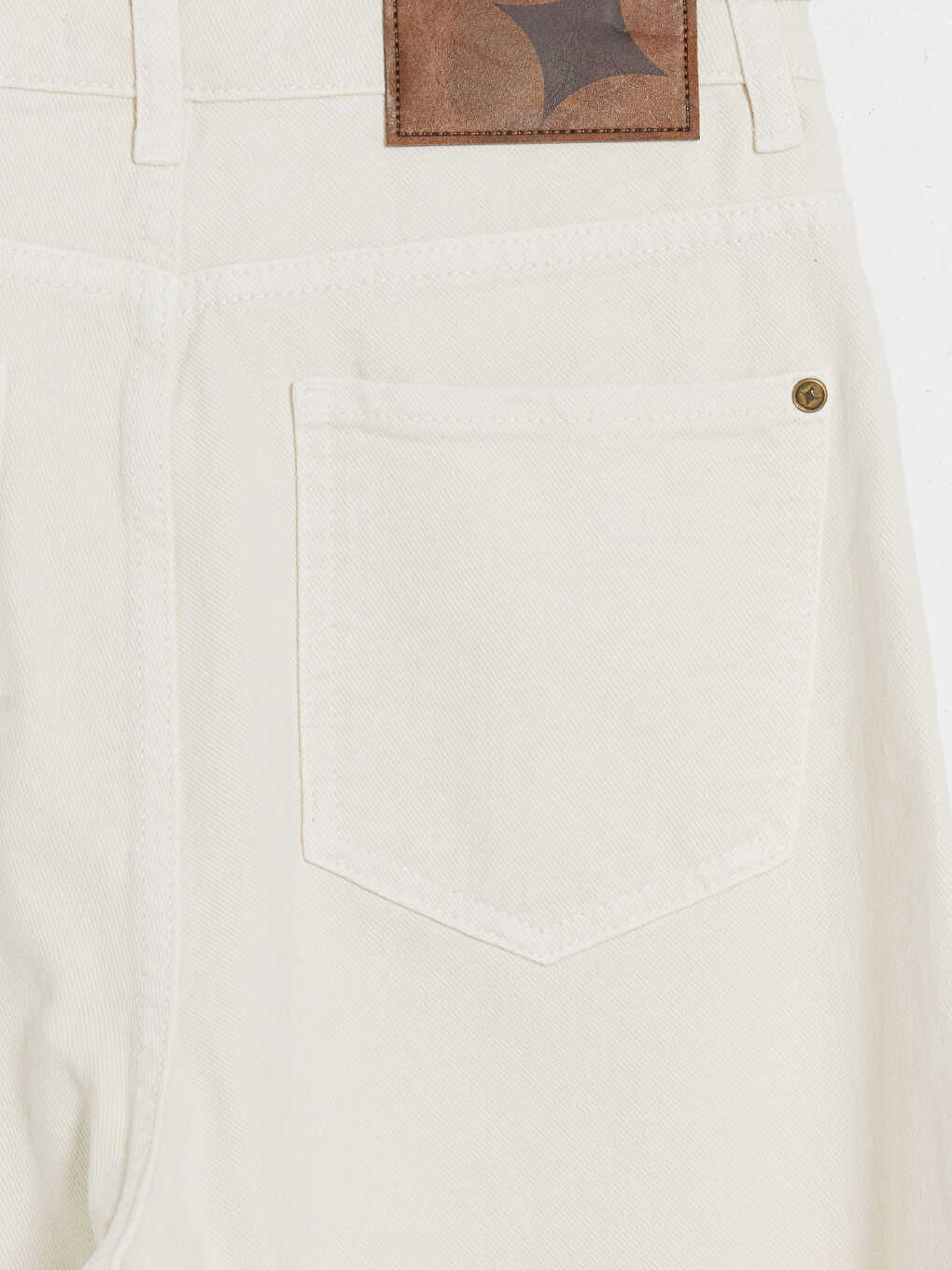 Ekru Barrel Fit Kadın Jean Pantolon-3