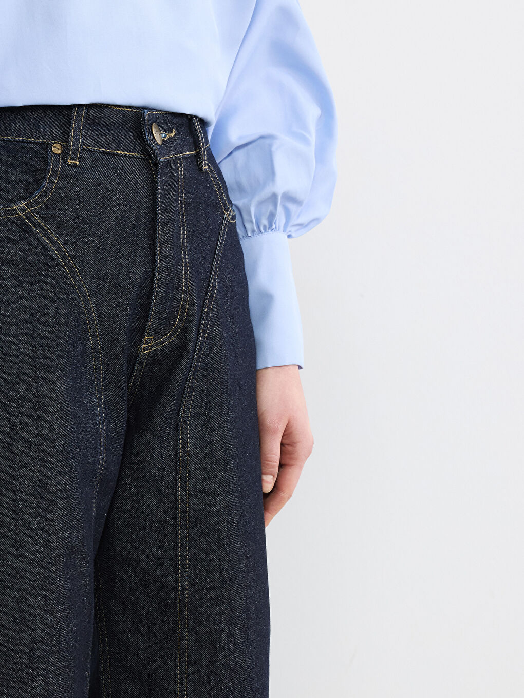 Lacivert Barrel Fit Kadın Jean Pantolon	-3