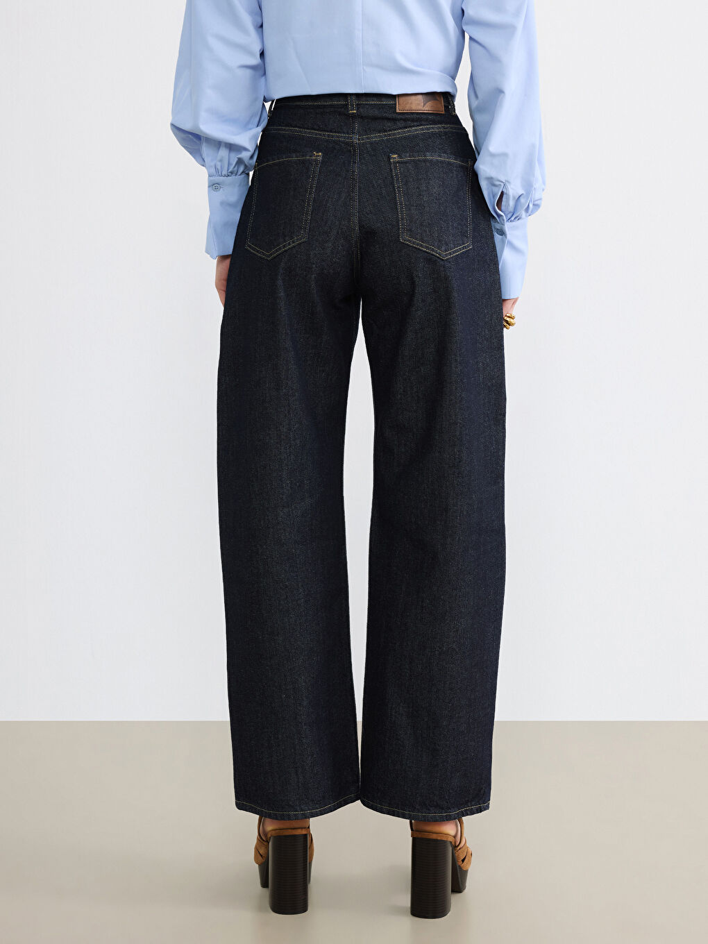 Lacivert Barrel Fit Kadın Jean Pantolon	-4