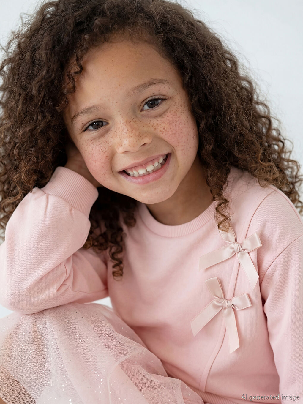 Crew Neck Bow Girls' Tutu Dress-1