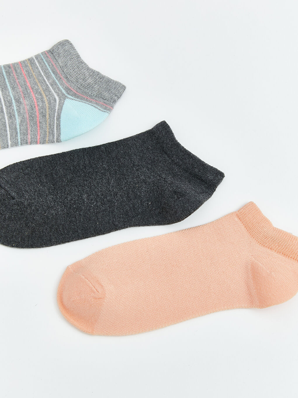 Karışık Çizgili Kadın Patik Çorap 3'lü-1