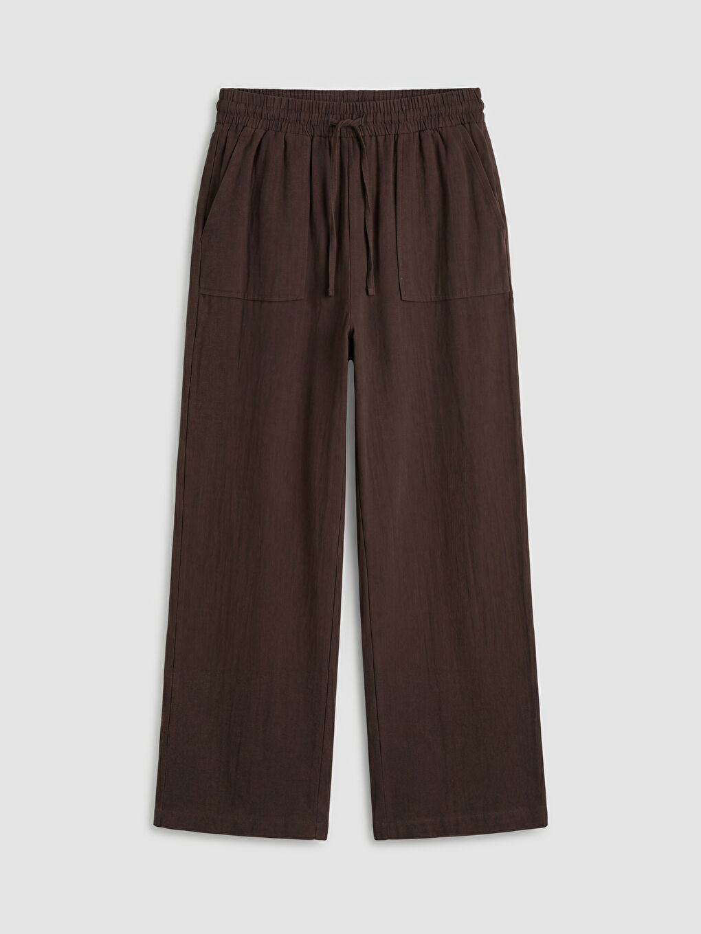 Kahverengi Beli Lastikli Geniş Paça Kadın Pantolon