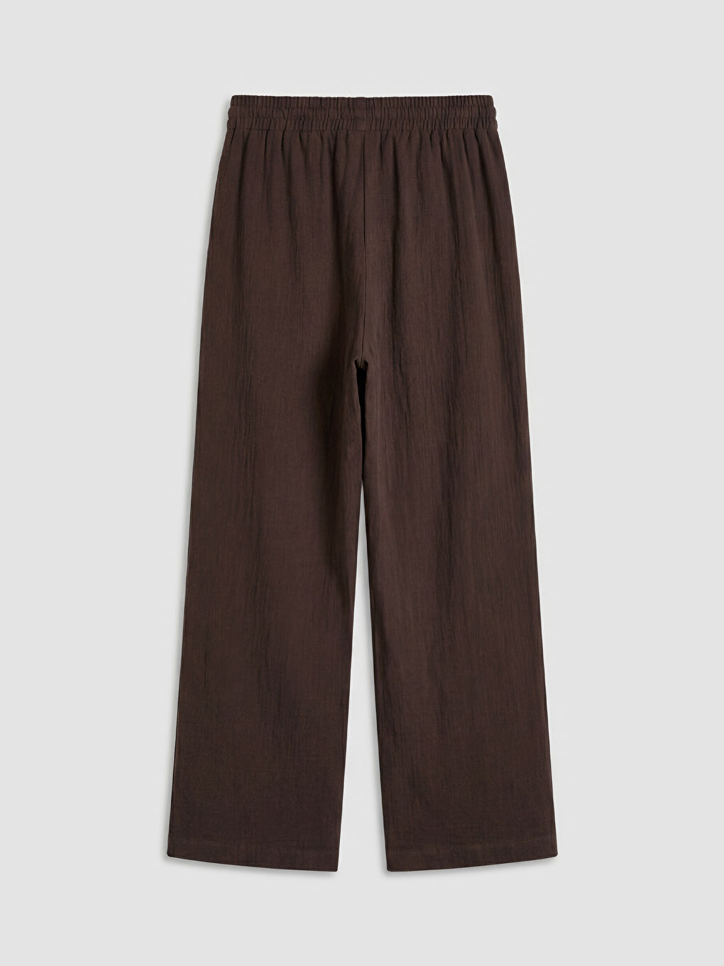 Kahverengi Beli Lastikli Geniş Paça Kadın Pantolon-1