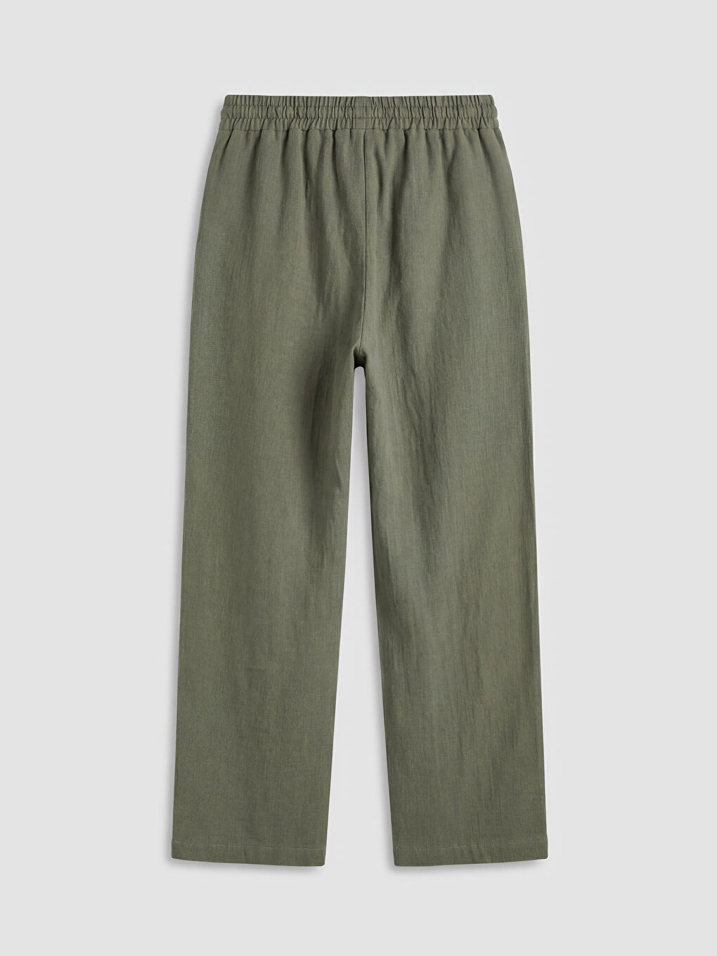 Haki Beli Lastikli Geniş Paça Kadın Pantolon-5