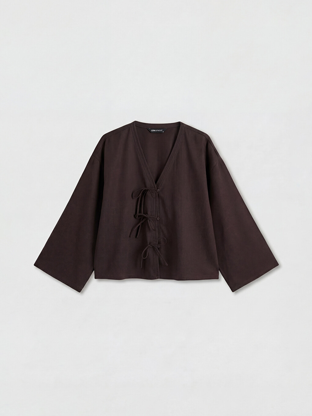 Tie-up Linen Blend Oversize Women's Kimono-4