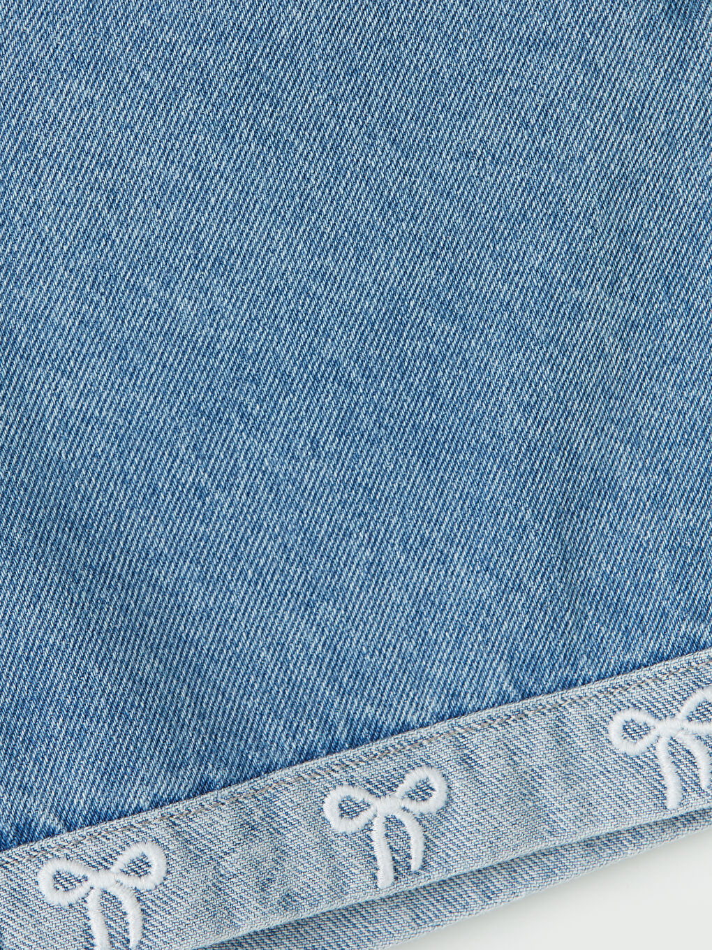 İndigo Fiyonk Nakışlı Kız Çocuk Jean Şort-2