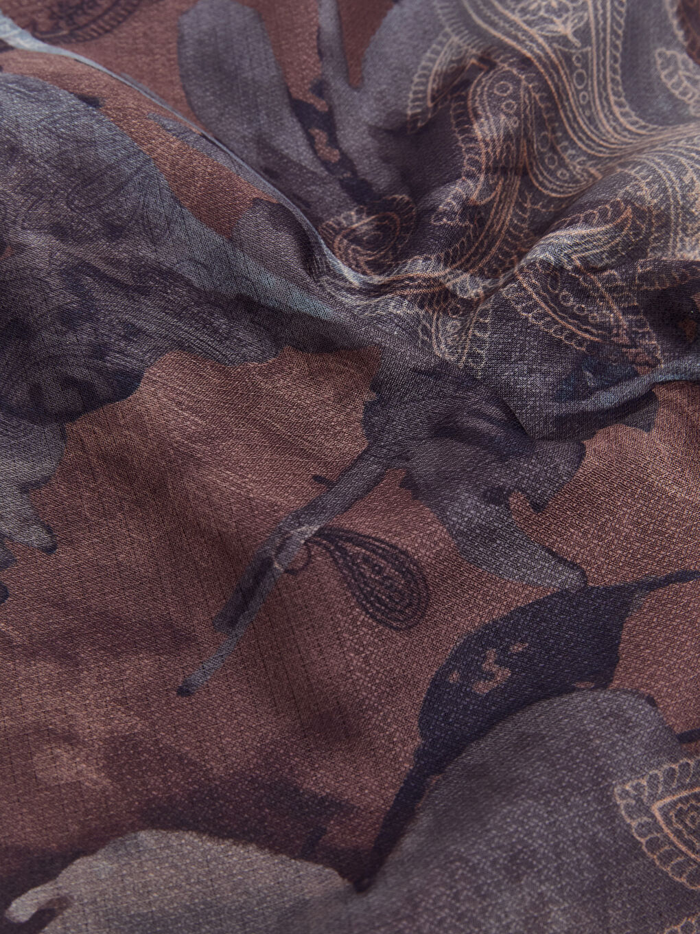 Mürdüm Desenli Kadın Şal-2