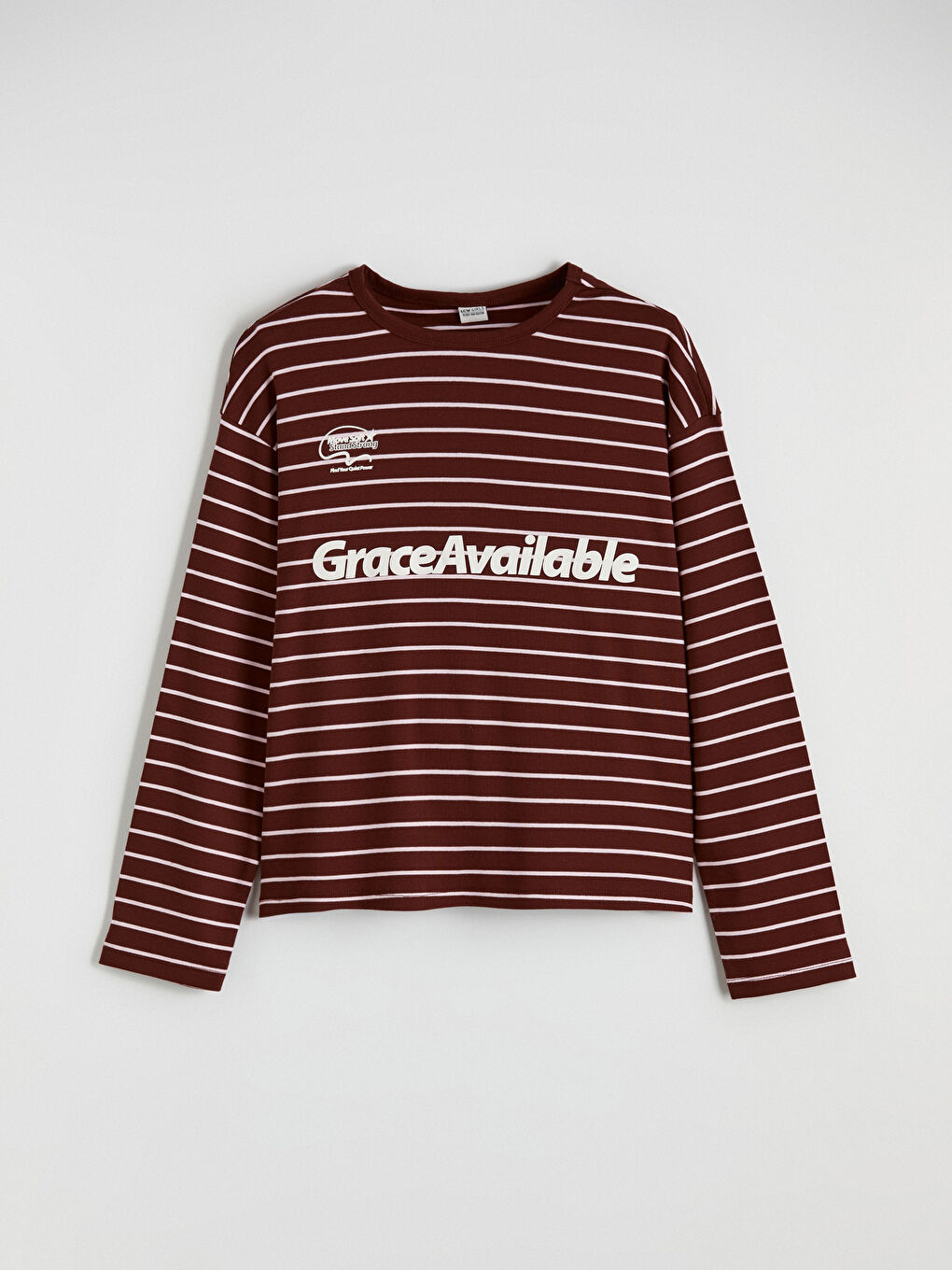 Bordo Bisiklet Yaka Çizgili Kız Çocuk Tişört