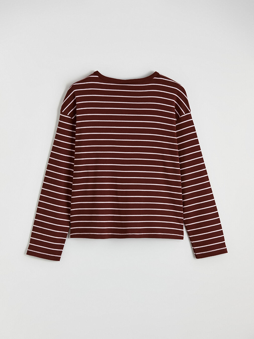 Bordo Bisiklet Yaka Çizgili Kız Çocuk Tişört-2