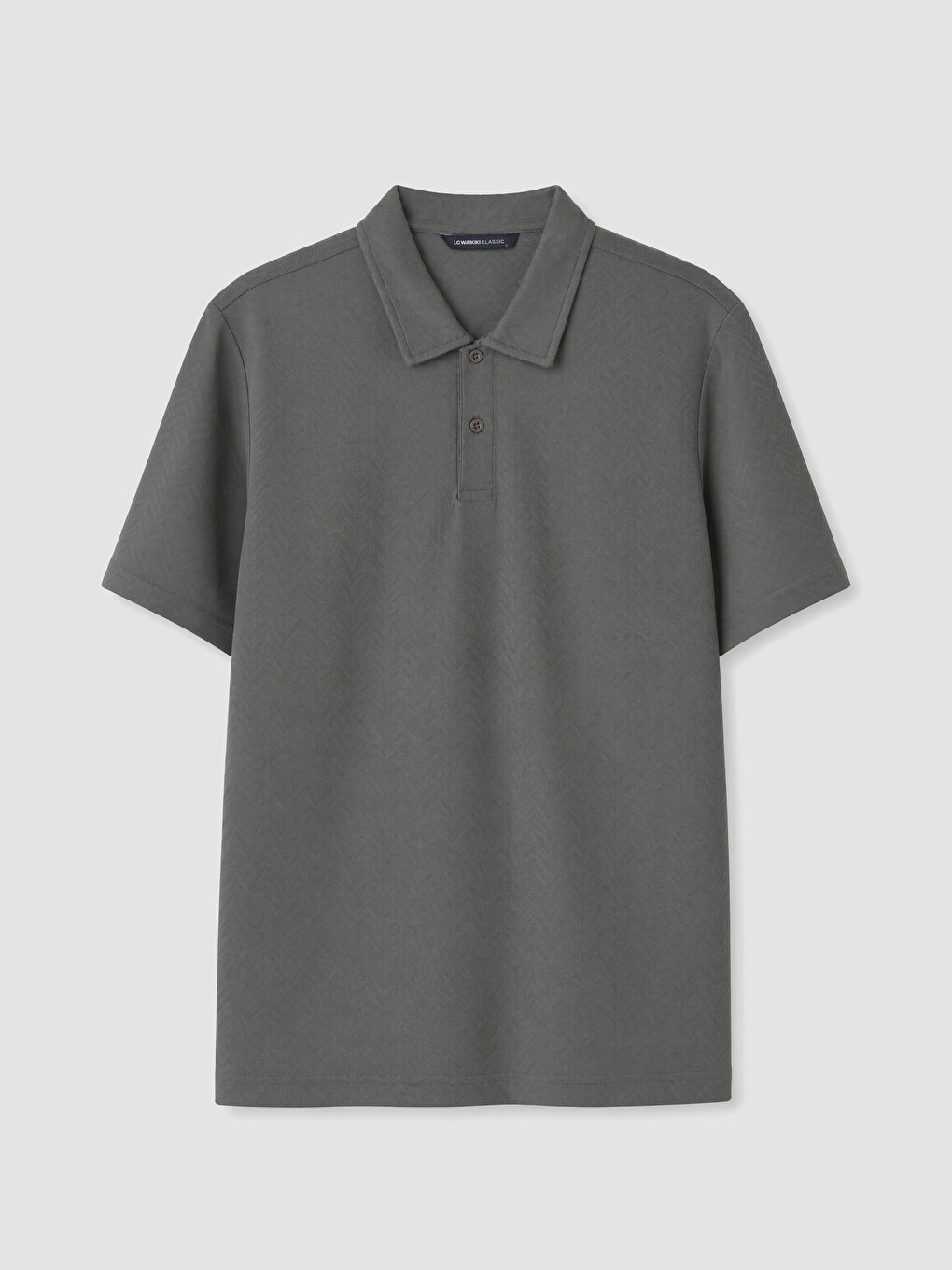 Antrasit Polo Yaka Desenli Standart Fit Erkek Tişört