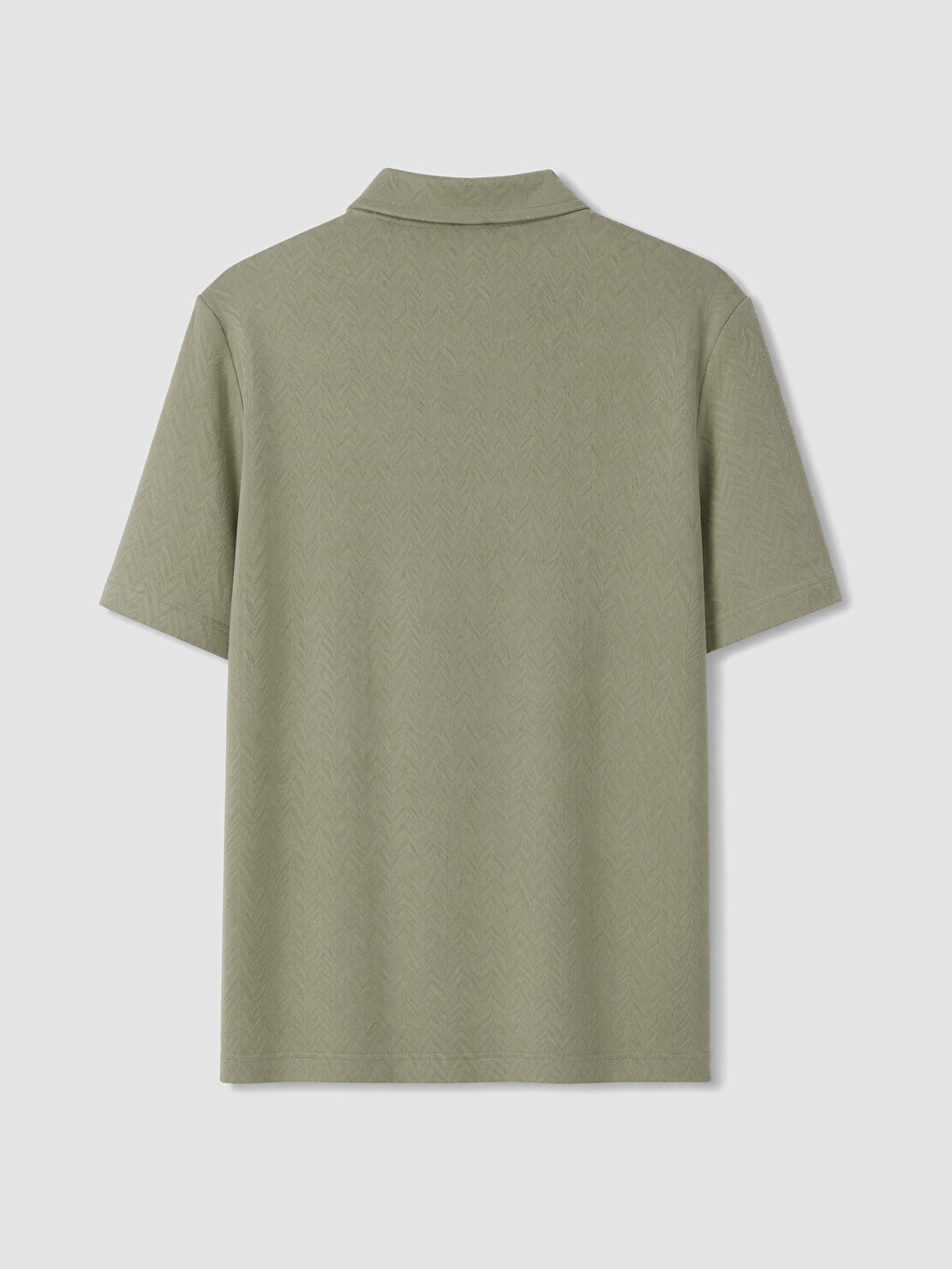 Yeşil Polo Yaka Desenli Standart Fit Erkek Tişört-1