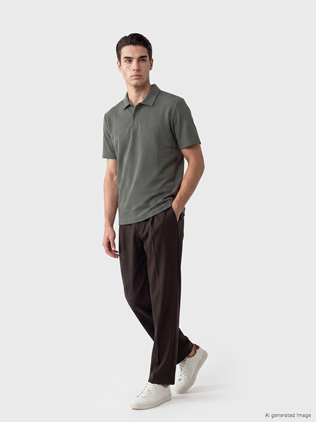 Polo Collar Patterned Regular Fit Men's T-shirt-1