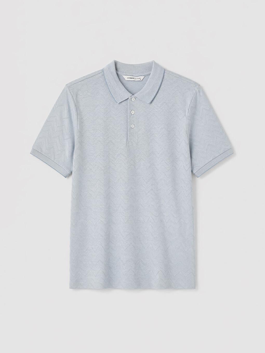 Gri Polo Yaka Dokulu Erkek Tişört-4