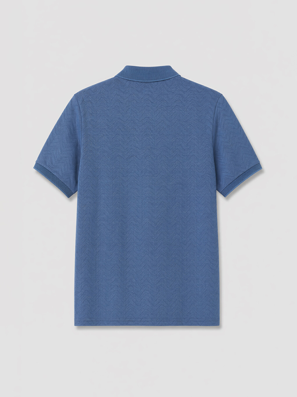 İndigo Polo Yaka Dokulu Erkek Tişört-1