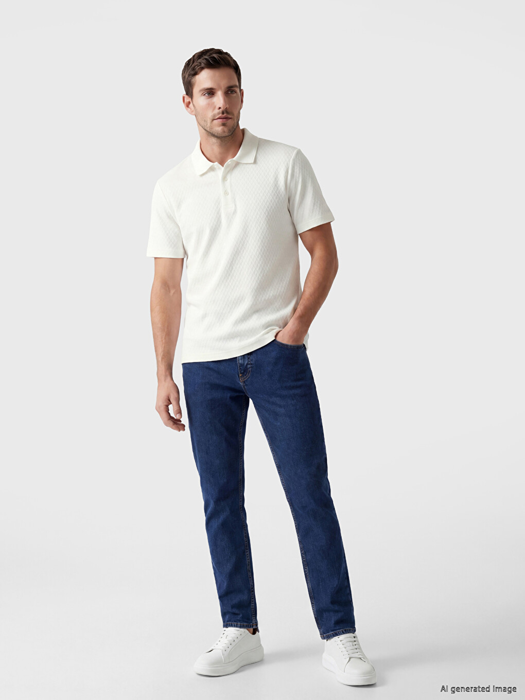 Polo Collar Patterned Men's T-Shirt-1