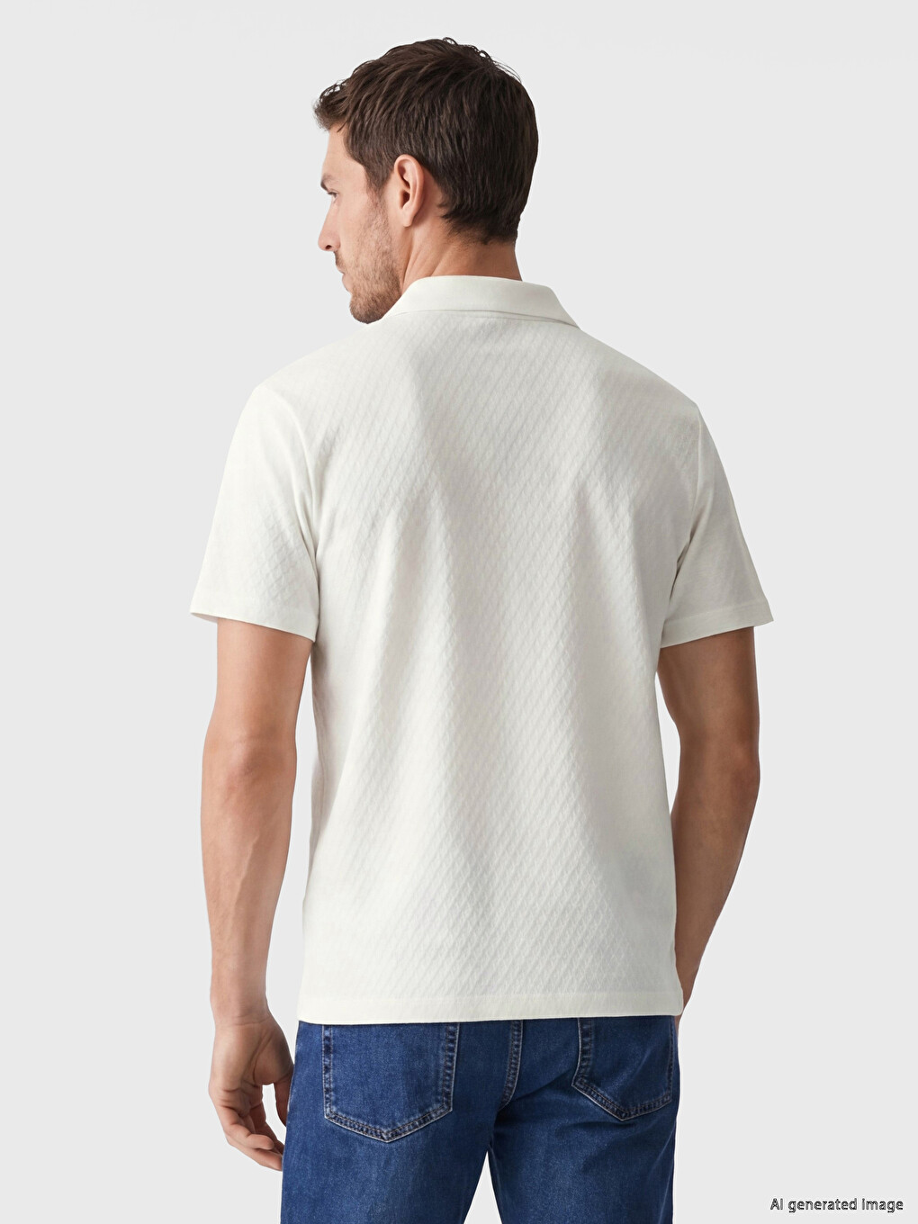 Polo Collar Patterned Men's T-Shirt-2
