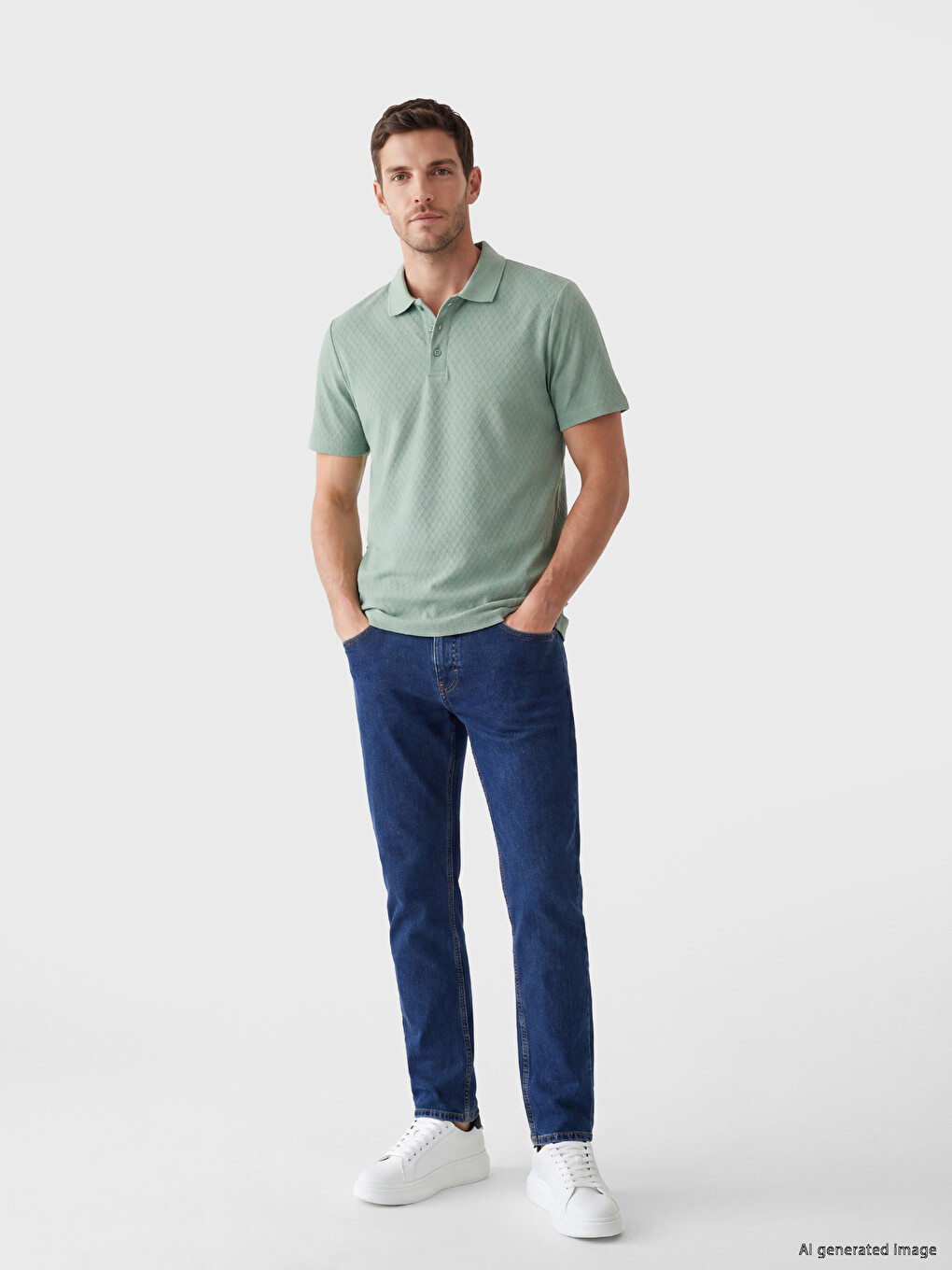 Polo Collar Patterned Men's T-Shirt-1