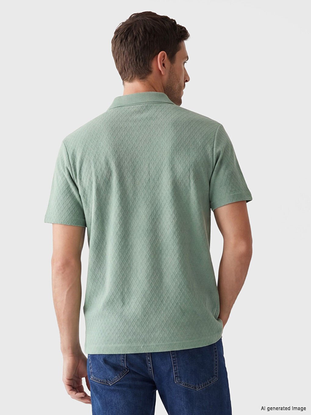 Polo Collar Patterned Men's T-Shirt-2