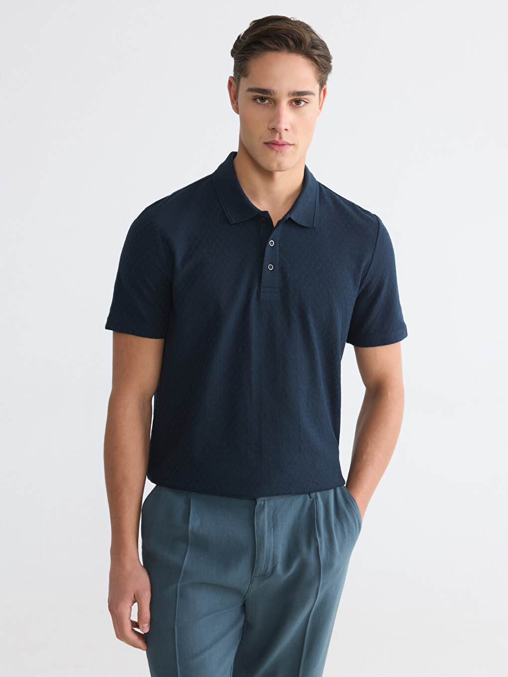 Polo Collar Patterned Men's T-Shirt