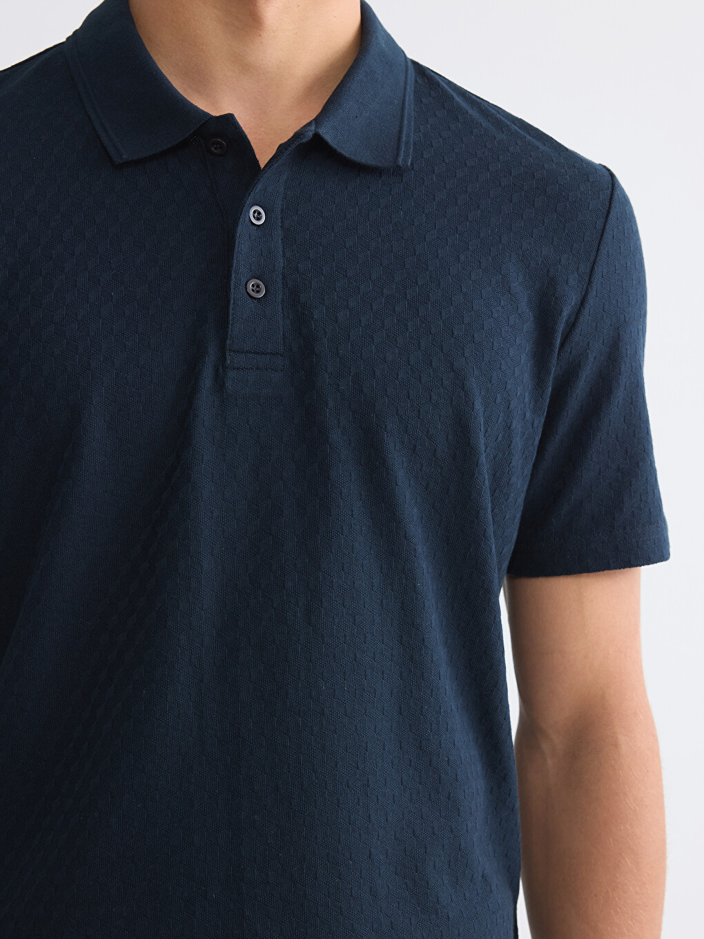Polo Collar Patterned Men's T-Shirt-2