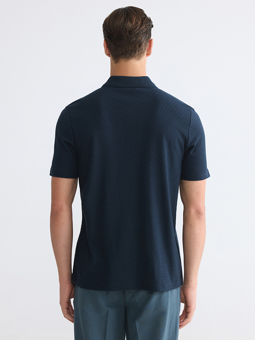 Polo Collar Patterned Men's T-Shirt-3